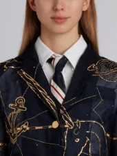 Classic Single Breasted Sport Coat In Organza And Tulle With Allover Zodiac Bullion Embroidery