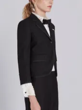 Classic Single Breasted Sport Coat With Grosgrain Tipping In 2 Ply Fresco