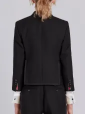 Classic Single Breasted Sport Coat With Grosgrain Tipping In 2 Ply Fresco
