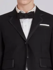 Classic Single Breasted Sport Coat With Grosgrain Tipping In 2 Ply Fresco