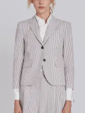 Classic Single Breasted Sport Coat With Half Lining In Seersucker