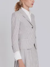 Classic Single Breasted Sport Coat With Half Lining In Seersucker