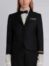 Classic Single Breasted Sport Coat With Wristwatch Applique & Combo Lapel In Super 120’s Twill