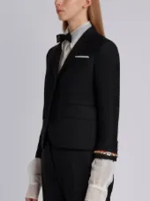 Classic Single Breasted Sport Coat With Wristwatch Applique & Combo Lapel In Super 120’s Twill