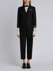 Classic Single Breasted Sport Coat With Wristwatch Applique & Combo Lapel In Super 120’s Twill