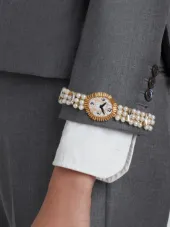Classic Single Breasted Sport Coat With Wristwatch Applique In Super 120’s Twill