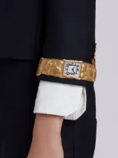 Classic Single Breasted Sport Coat With Wristwatch Applique In Super 120’s Twill