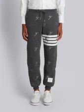 Classic Sweatpants In Quilted Loopback Cotton With Skier Embroidery