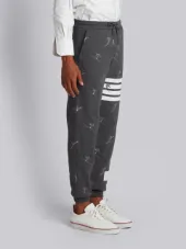 Classic Sweatpants In Quilted Loopback Cotton With Skier Embroidery