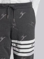 Classic Sweatpants In Quilted Loopback Cotton With Skier Embroidery