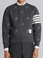 Classic Sweatshirt In Quilted Loopback Cotton With Skier Embroidery