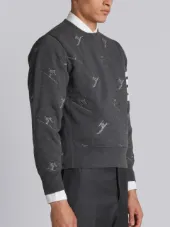 Classic Sweatshirt In Quilted Loopback Cotton With Skier Embroidery