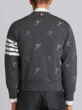 Classic Sweatshirt In Quilted Loopback Cotton With Skier Embroidery