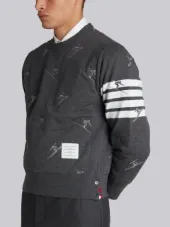 Classic Sweatshirt In Quilted Loopback Cotton With Skier Embroidery