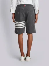 Classic Sweatshort In Quilted Loopback Cotton With Skier Embroidery