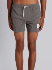 Classic Swim Trunk With Red, White And Blue Grosgrain Side Seam In Grey Brushed Finish Swim Tech