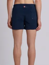 Classic Swim Trunk With Red, White And Blue Grosgrain Side Seam In Navy Brushed Finish Swim Tech