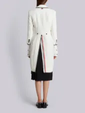 Classic Tailcoat With Black Lace Tipping In White Woven Eyelash Tweed