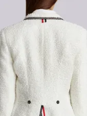 Classic Tailcoat With Black Lace Tipping In White Woven Eyelash Tweed