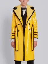 Classic Trench Coat With Grosgrain Tipping, Mink Fur Detachable Collar & Lapel In Nylon Slicker