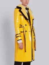 Classic Trench Coat With Grosgrain Tipping, Mink Fur Detachable Collar & Lapel In Nylon Slicker