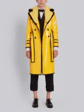 Classic Trench Coat With Grosgrain Tipping, Mink Fur Detachable Collar & Lapel In Nylon Slicker