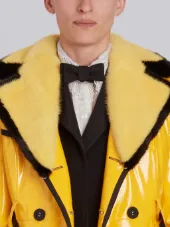 Classic Trench Coat With Grosgrain Tipping, Mink Fur Detachable Collar & Lapel In Nylon Slicker