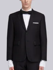 Classic Tuxedo With Bow Tie And Grosgrain Tipping In 3 Ply Wool Mohair