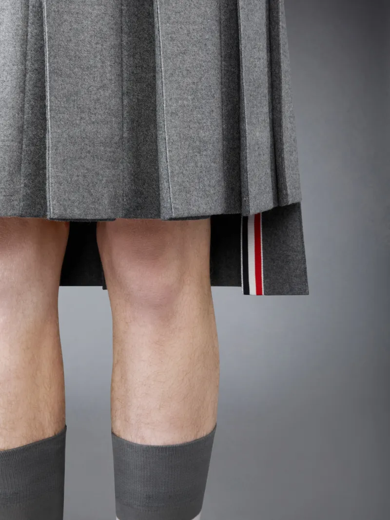 Classic Wool Flannel Backstrap Pleated Skirt | Thom Browne