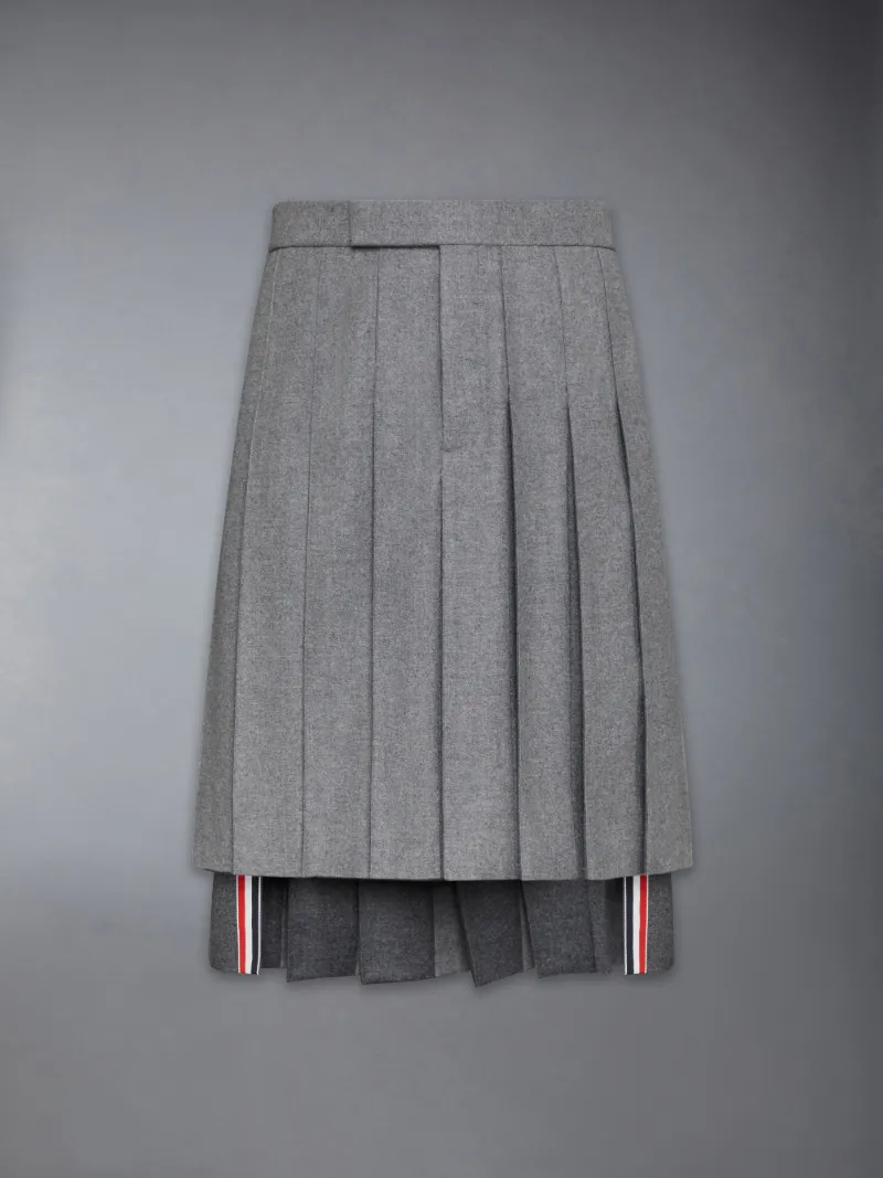 Classic Wool Flannel Backstrap Pleated Skirt | Thom Browne