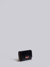 Clutch With Red, White And Blue Enamel Metal Clasp & Chain Shoulder Strap In Calf Leather