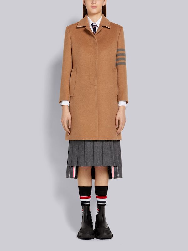 Coat Weight Camel Hair Engineered 4-Bar Narrow Shoulder Bal Collar Classic Overcoat