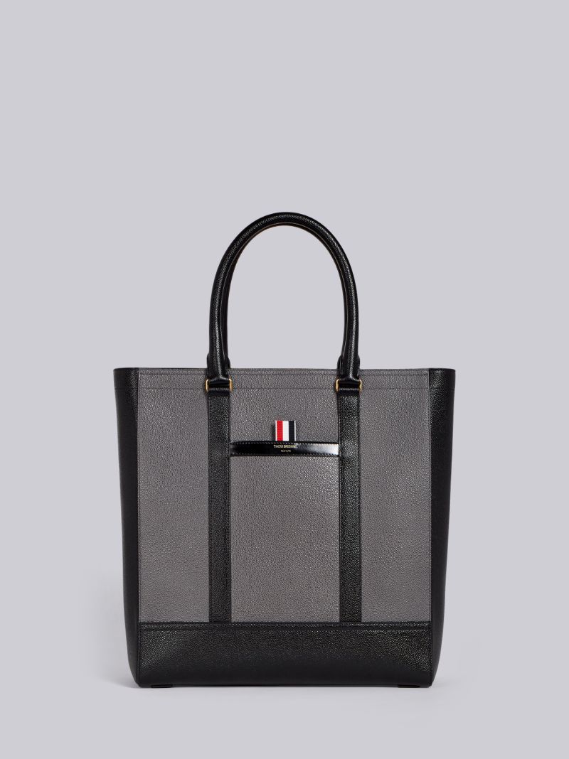 Color-Blocked Leather Tote Bag