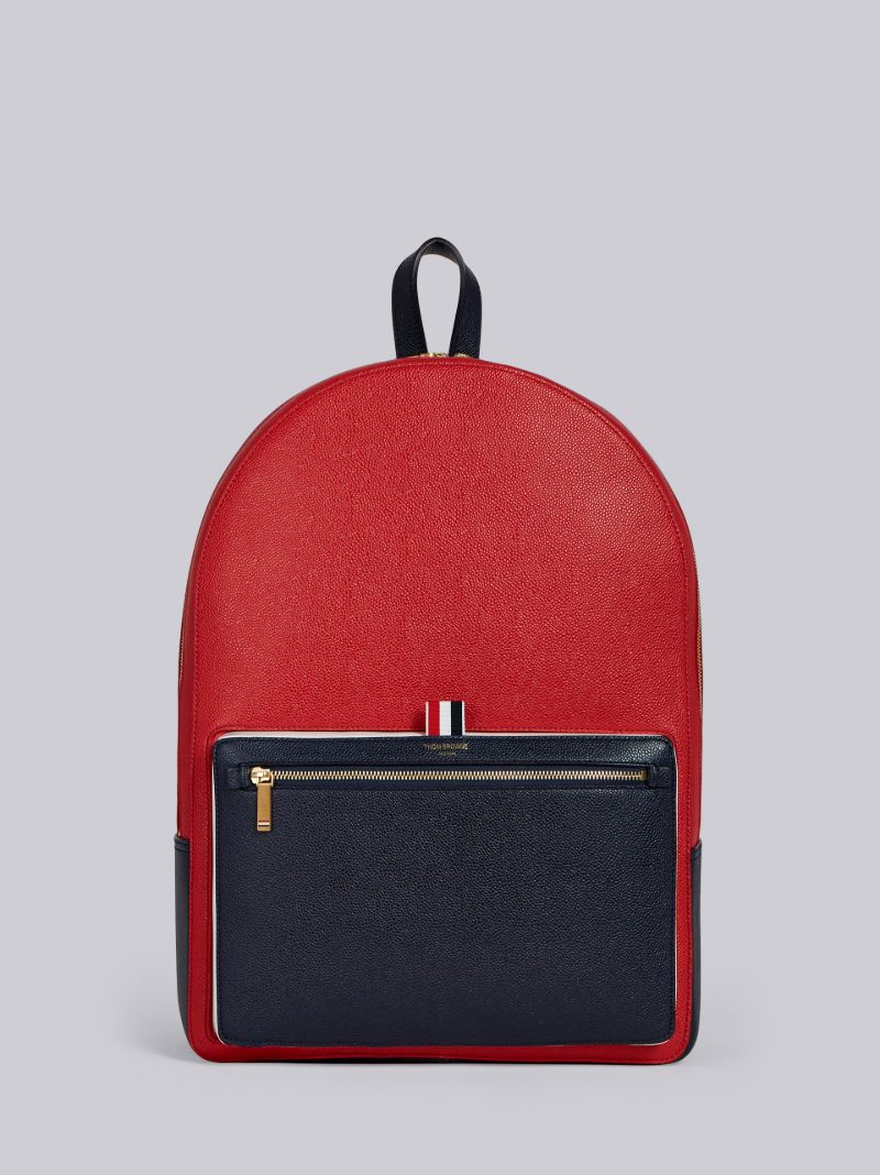 Color-Blocked Unstructured Leather Backpack | Thom Browne