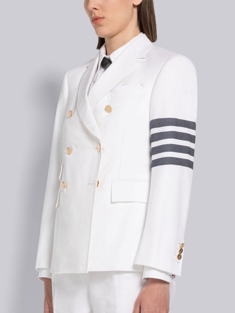 Thom Browne - Multi-Color Ribbon Tweed Frayed Variegated Rep Stripe Unconstructed Box Pleat Raglan Sleeve Jacket - 40 - White - Female