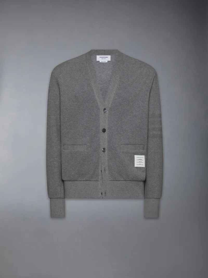 Cotton 4-Bar V Neck Cardigan | Thom Browne 