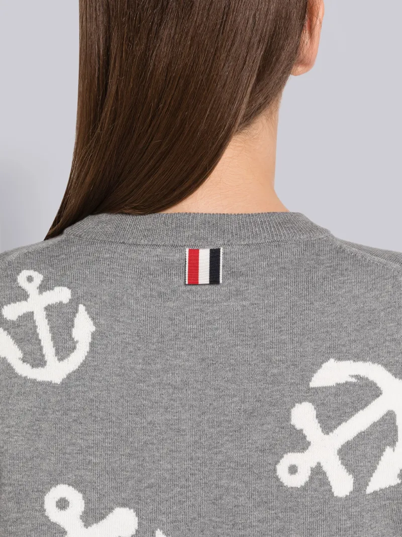 Cotton Anchor Intarsia 4Bar Tee Thom Browne