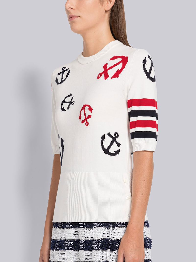 Cotton Anchor Intarsia 4-Bar Tee