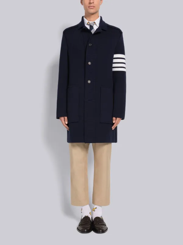 COTTON CASHMERE INTERLOCK 4-BAR POLO COLLAR OVERCOAT