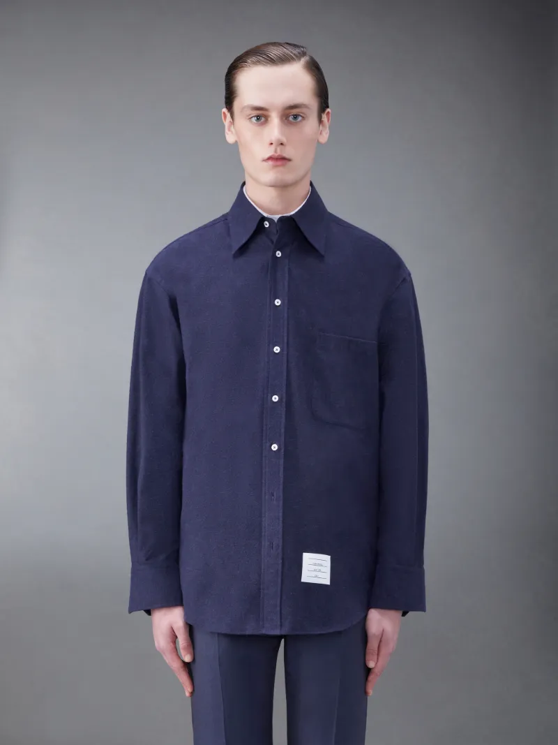 Cotton Flannel Back Stripe Oversized Shrit | Thom Browne