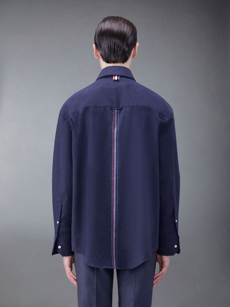 Cotton Flannel Back Stripe Oversized Shrit Thom Browne Official