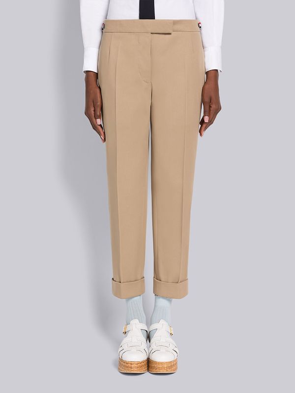 Cotton Gabardine Low Rise Slim Trouser