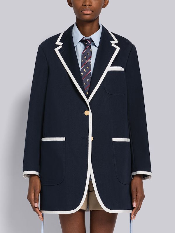Cotton Gabardine Tipping Oversized Sack Sport Coat