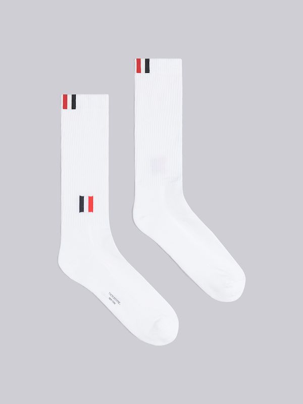 Cotton Intarsia Stripe Athletic Mid Calf Socks