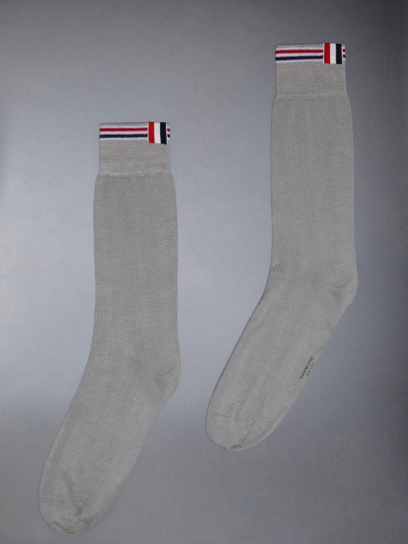 Cotton Jersey Tipping Stripe Mid Calf Socks | Thom Browne