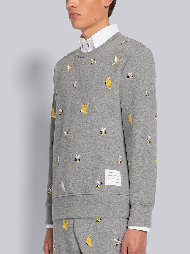 COTTON LOOPBACK BIRDS AND BEES RELAXED FIT CREW NECK SWEATSHIRT