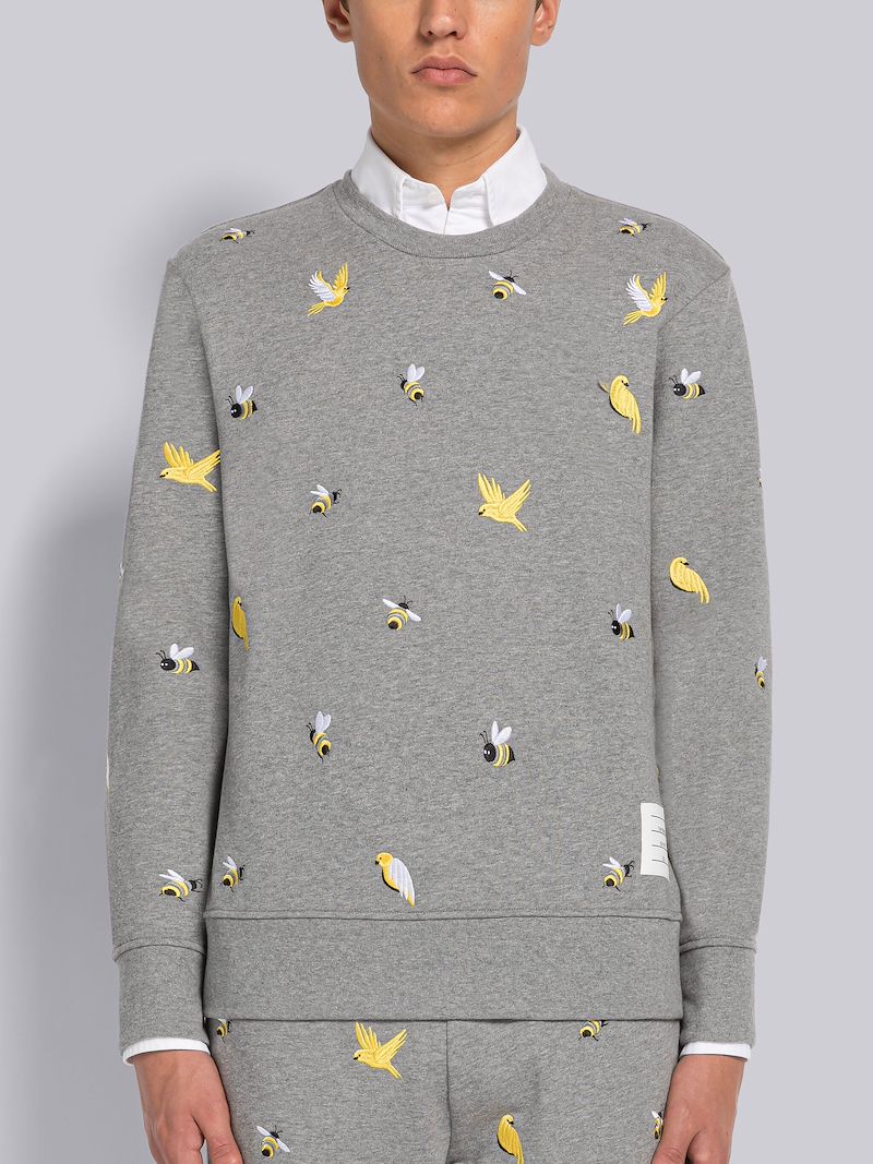 COTTON LOOPBACK BIRDS AND BEES RELAXED FIT CREW NECK SWEATSHIRT