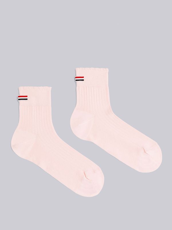 Cotton Pointelle Scalloped Bow Crew Socks