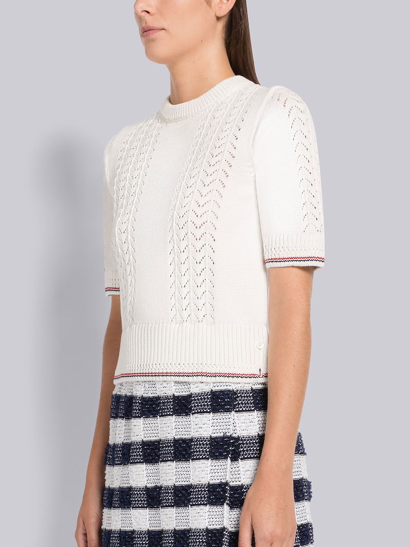 Cotton Pointelle Tipping Tee