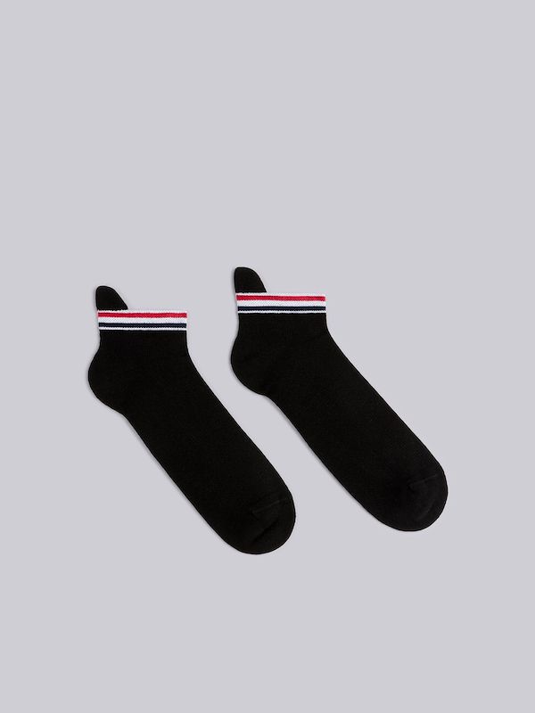 COTTON STRIPE ATHLETIC PADDED NO SHOW SOCKS